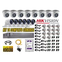 Kit 14 Cámaras de Seguridad Hikvision Full Hd 1080P mas Disco 1Tb Hdmi