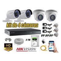 Kit 4 Cámaras de Seguridad Hikvision Hd 720P mas Disco 1Tb Wd Completo P2P