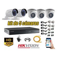 Kit 5 Cámaras de Seguridad Hikvision Hd 720P mas Cable Hdmi P2P