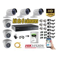 Kit 6 Cámaras de Seguridad Hikvision Hd 720P mas Disco 1Tb Hdmi P2P