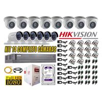 Kit 14 Cámaras de Seguridad Hikvision Full Hd 1080P mas Disco 1Tb Completo