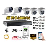 Kit 5 Cámaras de Seguridad Hikvision Hd 720P mas Disco 1Tb Hdmi P2P