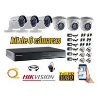 Kit 6 Cámaras de Seguridad Hikvision Full Hd 1080P mas Cable Hdmi