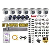 Kit 12 Cámaras de Seguridad Hikvision Hd 720P mas Disco 2Tb Hdmi P2P