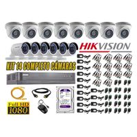Kit 14 Cámaras de Seguridad Hikvision Full Hd 1080P mas Disco 2Tb Hdmi