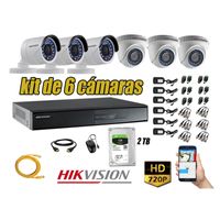 Kit 6 Cámaras de Seguridad Hikvision Hd 720P mas Disco 2Tb Hdmi P2P