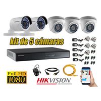 Kit 5 Cámaras de Seguridad Hikvision Full Hd 1080P mas Cable Hdmi