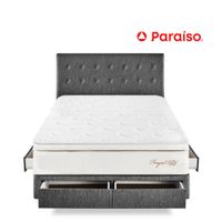 Juego de Dormitorio Paraíso Royal Cloud con cajones King + 2 almohadas viscoelásticas + protector