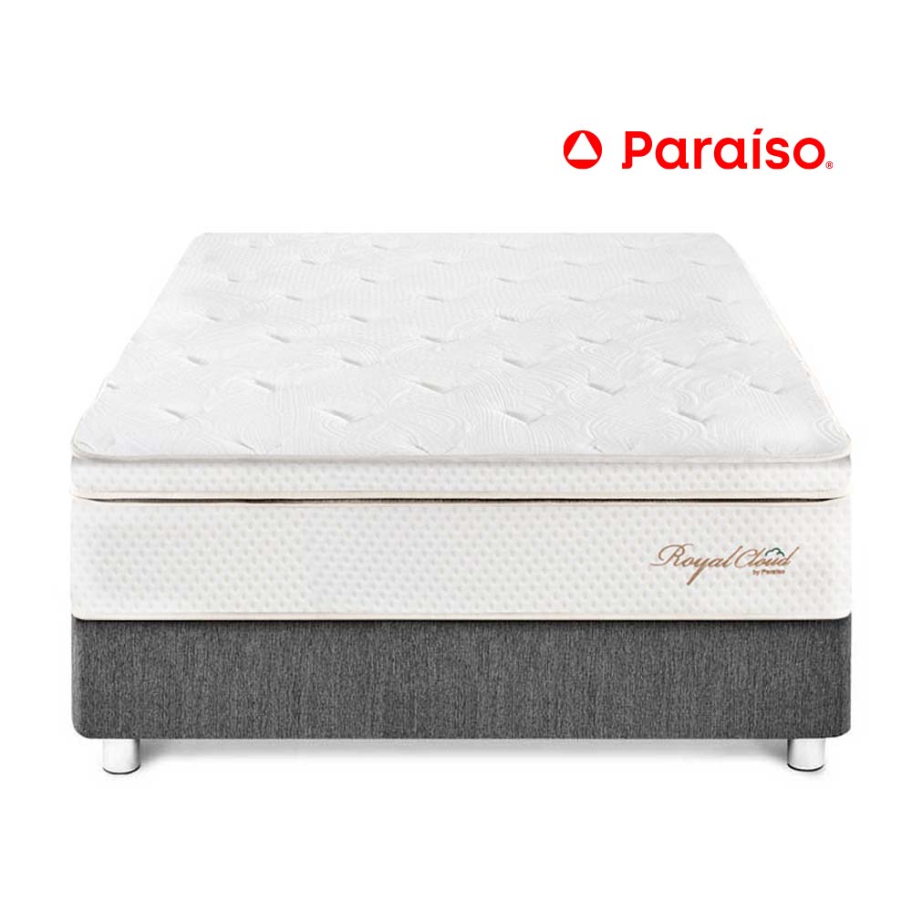 Cama Paraíso Royal Cloud King Acero + 2 almohadas viscoelásticas + protector