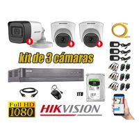 Kit 3 Cámaras de Seguridad Hikvision 3 Camara Audio Incorporado Full HD 1080p