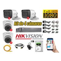 Kit 4 Cámaras de Seguridad Hikvision y Audio Incorporado Full HD 1080p