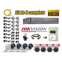 Kit 8 Cámaras de Seguridad Hikvision 4 Camara Audio Incorporado Full HD 1080p