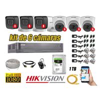 Kit 6 Cámaras de Seguridad Hikvision Audio con Incorporado Full HD 2Mp