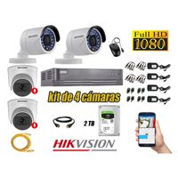 Kit 4 Cámaras de Seguridad Hikvision 02 Camara con Audio Incorporado Full HD 1080p
