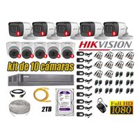 Kit 10 Cámaras de Seguridad Hikvision Audio Incorporado Full HD 2Mp