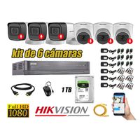 Kit 6 Cámaras de Seguridad Hikvision y Audio Incorporado Full HD 1080p