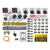 Kit 10 Cámaras de Seguridad Hikvision 6 Camara Audio Incorporado Full HD 1080p