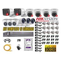 Kit 12 Cámaras de Seguridad Hikvision 6 Camara Audio Incorporado Full HD 1080p