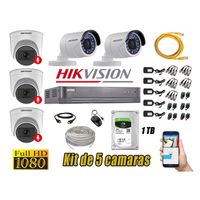 Kit 5 Cámaras de Seguridad Hikvision 3 Camara Audio Incorporado Full HD 2mp
