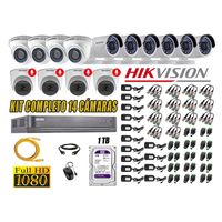 Kit 14 Cámaras de Seguridad Hikvision 4 Camara Audio Incorporado Full HD 1080p