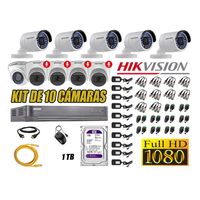 Kit 10 Cámaras de Seguridad Hikvision 4 Camara Audio Incorporado Full HD 1080p