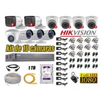 Kit 10 Cámaras de Seguridad Hikvision 6 Camara Audio Incorporado Full HD 2mp