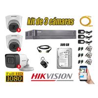 Kit 3 Cámaras de Seguridad Hikvision 03 Camara Audio Incorporado Full HD 1080p