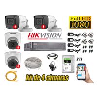 Kit 4 Cámaras de Seguridad Hikvision con Audio Incorporado Full HD 2Mp