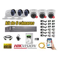 Kit 6 Cámaras de Seguridad Hikvision 3 Camara Audio Incorporado Full HD 1080p