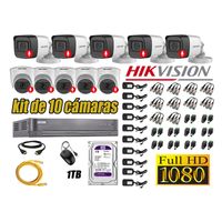 Kit 10 Cámaras de Seguridad Hikvision con Audio Incorporado Full HD 1080p