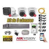 Kit 3 Cámaras de Seguridad Hikvision 03 Camara Audio Incorporado Full HD 2mp