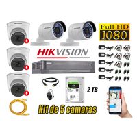 Kit 5 Cámaras de Seguridad Hikvision 03 Camara Audio Incorporado Full HD 1080p