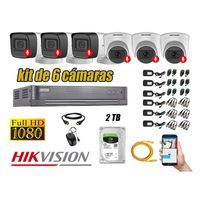Kit 6 Cámaras de Seguridad Hikvision Audio Incorporado Full HD 1080p