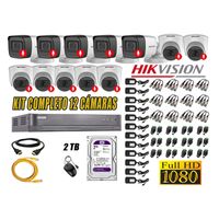 Kit 12 Cámaras de Seguridad Hikvision Audio Incorporado Full HD 1080p