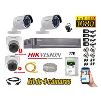 Kit 4 Cámaras de Seguridad Hikvision 2 Camara Audio Incorporado Full HD 2mp