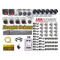 Kit 16 Cámaras de Seguridad Hikvision 6 Camara Audio Incorporado Full HD 1080p
