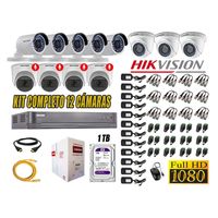 Kit 12 Cámaras de Seguridad Hikvision 4 Camara Audio Incorporado Full HD 2mp