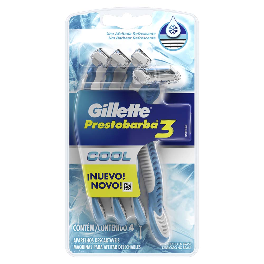 Máquina para Afeitar GILLETTE Prestobarba 3 Cool Paquete 4un