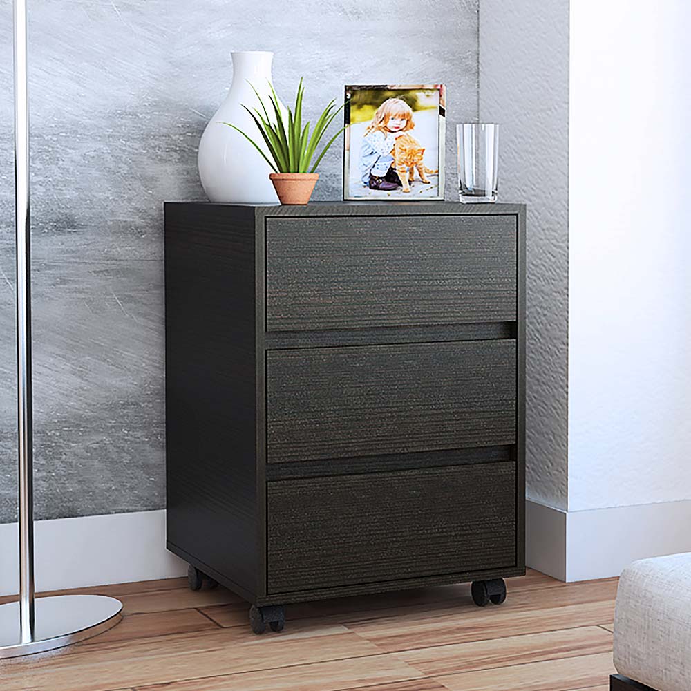 Archivador de oficina Negro Amaderado 46x66cm Tuhome