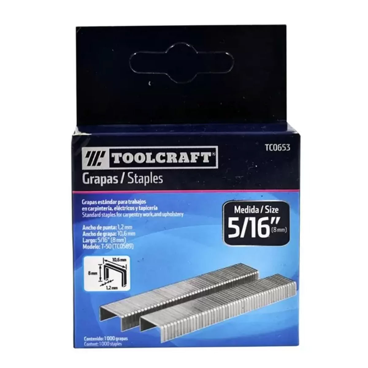 Grapas para Engrapadora de 1/2"" x 1000 unidades - Toolcraft TC0655