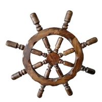Timón De Barco Decorativo En Madera Grande 100x100cm