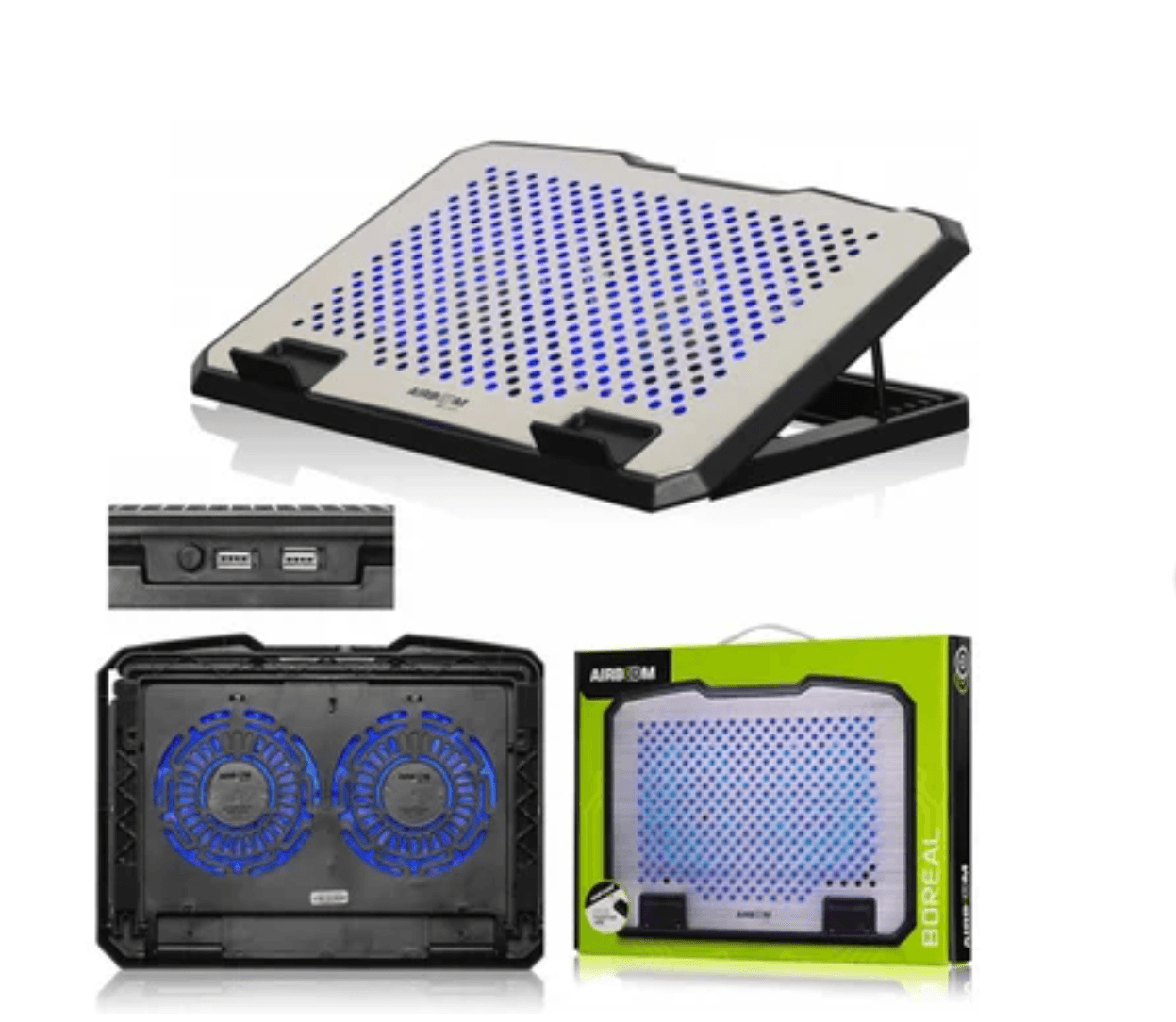 Cooler Notebook Portatil 2 Puertos Usb Graduable Gamer 17"" Airboom