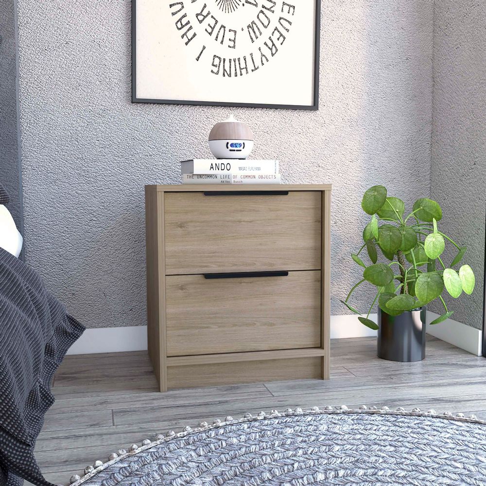 Velador Kaia 2 Cajones - Rovere / Blanco
