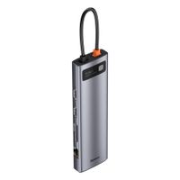 Hub Baseus USB Tipo-C 11 puertos, 3 x USB 3.0, 2 x HDMI, Tipo-C PD, SD/TF, RJ45, VGA, 3.5 mm