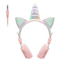 Audifono On Ear con micrófono i2Go diseño de Unicornio, almohadillas acolchadas, conector 3.5 mm, rosado