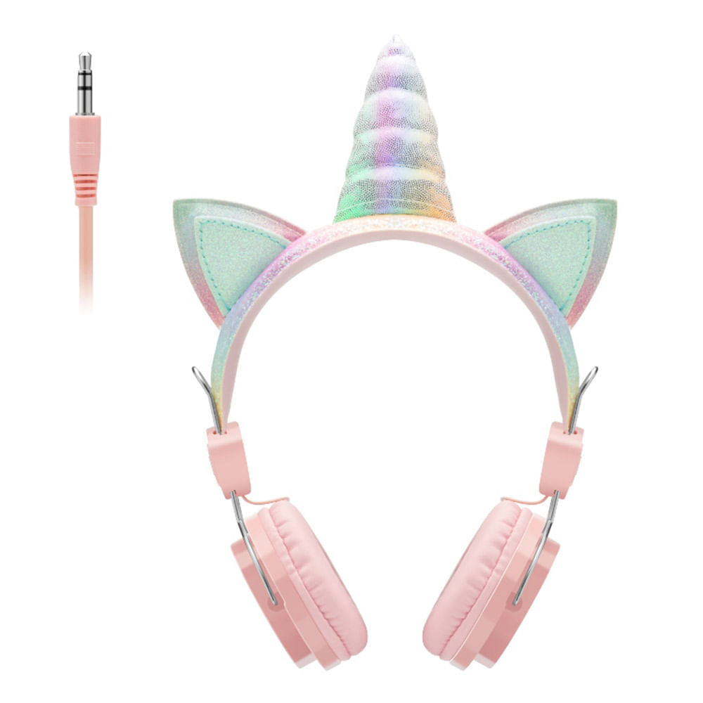 Audifono On Ear con micrófono i2Go diseño de Unicornio, almohadillas acolchadas, conector 3.5 mm, rosado