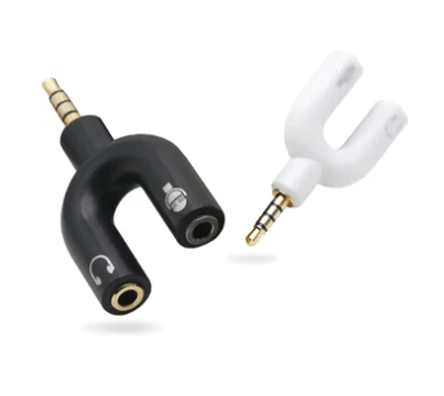 Adaptador Conector De 2 Jack 3.5mm Estéreo A Plug 3.5mm Trrs - Negro