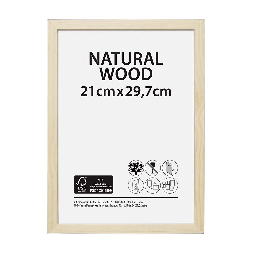 Marco de fotos madera natural 21x29.7cm