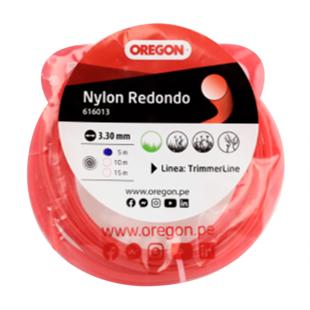 Nylon Otl redondo Rojo 3.3mm 5m