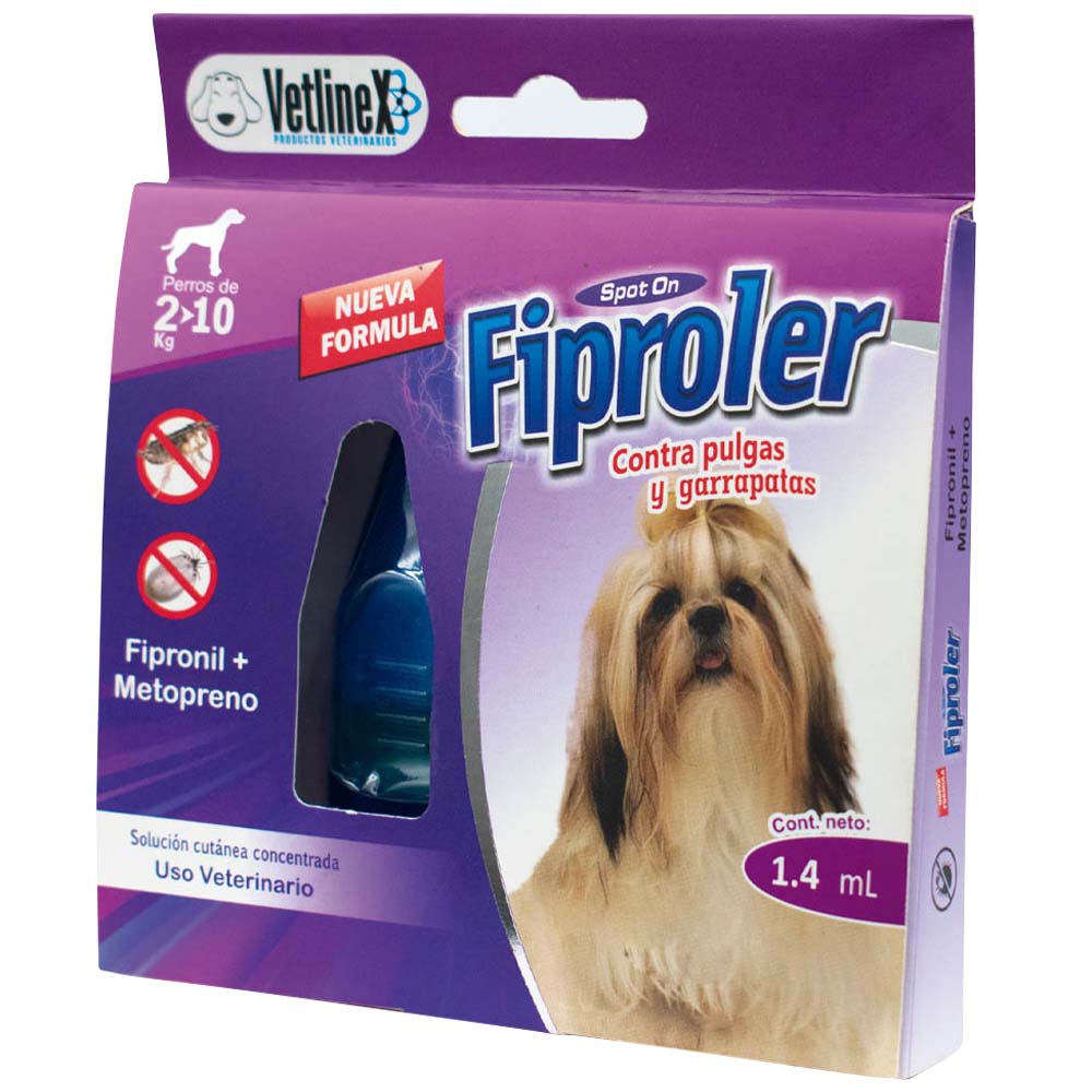 Pipeta para Perros de 2Kg a 10Kg Antipulgas y Garrapatas TRAVEL 4 Marrón Claro Caja 1.4ml